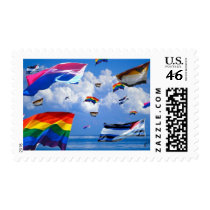 Pride Flags Flying Over the Sea Postage