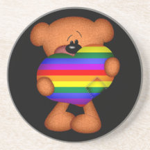 Pride Heart Teddy Bear Drink Coaster