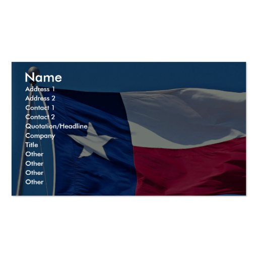 Pride of Texas Business Cards