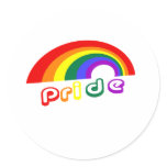 "Pride" with rainbow