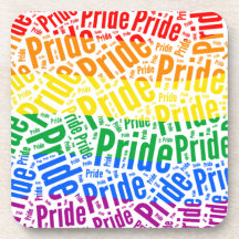 PRIDE WORD PATTERN COLOR -.png Beverage Coaster