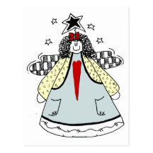 Prim Angel with Heart Country Doodle Postcards