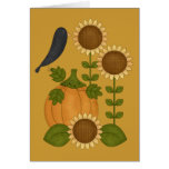 Prim Autumn Crow Pumpkin and Sunflowers Cards
