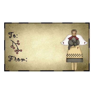 Prim Country Angel Doll - Holiday Gift Tags Business Cards by mrssocolov2