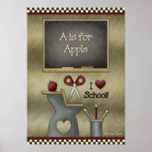 Prim Country School Setting Print
