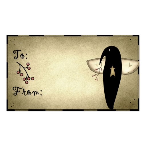 Prim Crow Angel Design - Holiday Gift Tags Business Card (front side)