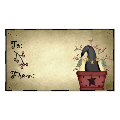 Prim Crow Design 2 - Holiday Gift Tags Business Cards by mrssocolov2
