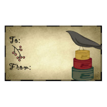 Prim Crow on Hat Boxes - Holiday Gift Tags business cards by mrssocolov2 Prim Crow on Hat Boxes - Holiday Gift Tags business cards
