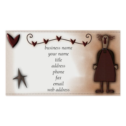 Prim Doll w/Hearts Profile Card Business Cards (front side)