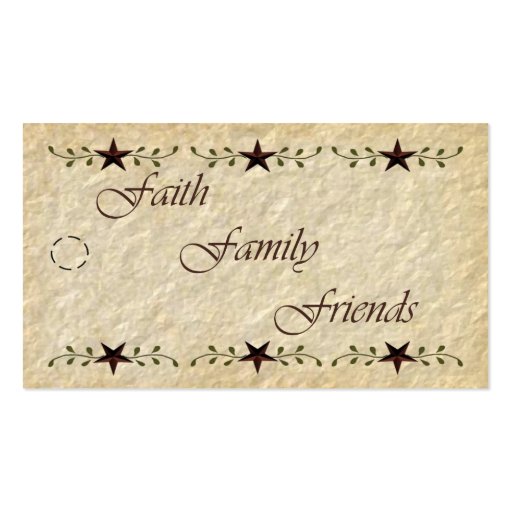 Prim Faith Family Friends Tag Business Cards (front side)