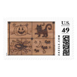 Prim Halloween Patches Woodburned Retro Stamp