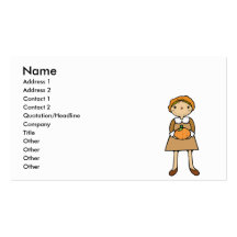 prim pilgrim girl with pumpkin business card template