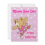 Prima Ballerina Bear Dance Recital Custom Invitations