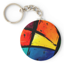 Primary Abstract Groovy Art Keychain