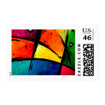 Primary Abstract Groovy Art Postage