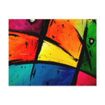 Primary Abstract Groovy Art Postcard