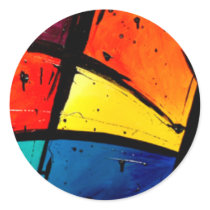 Primary Abstract Groovy Art Sticker