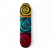 Primary Color Hypnotic Swirl Art skateboards by GroovyFinds Primary Color Hypnotic Swirl Art skateboards