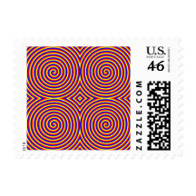 Primary Colors. Bright and Colorful Spirals. Postage Stamps
