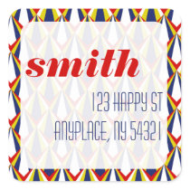 Primary Colors Geometric Pattern Sticker Label