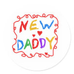 Primary Colors Text New Daddy Round Stickers