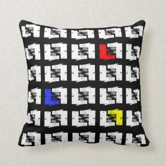 Primary Colors White Black Geo Sketch Squares Pillows