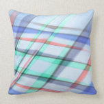 Primary Pastel Plaid Square Throw Pillow