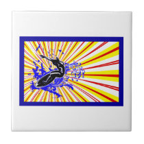Primary Surfer Framed Ceramic Tile