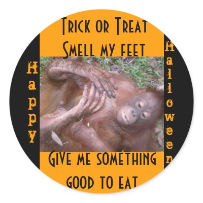 Primate Halloween Trick or Treat stickers