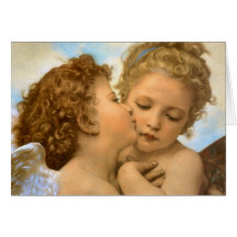 Primer beso por ángeles del navidad de Bouguereau Tarjeta