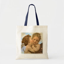 Primer beso por Bouguereau, ángeles del Victorian  Bolsas