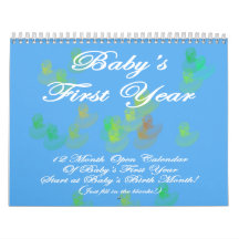 Primer calendario del azul del año del bebé