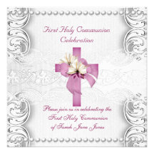 Primera perla del rosa del cordón de la plata de l invitaciones personalizada