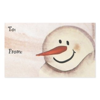 Primitive Acrylic Painted Snowman Christmas Tag Rectangular Sticker