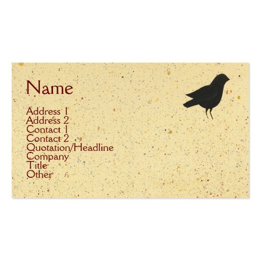 Primitive Art Business Card (front side)