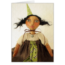 Primitive Art Doll Party Girl Birthday Card cards