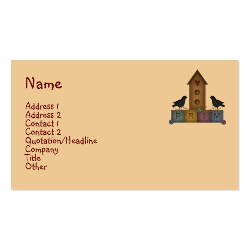 Primitive Birdhouse Business Card