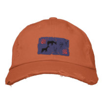 Primitive Bow Hunting Scene embroidered hats by cowboyannie Primitive Bow Hunting Scene embroidered hats