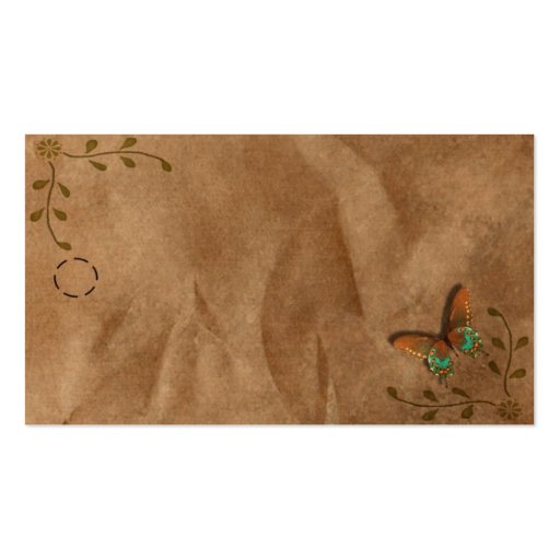 Primitive Butterfly Hang Tag Business Card Template (front side)