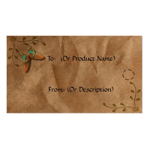 Primitive Butterfly Hang Tag Business Card Template (back side)