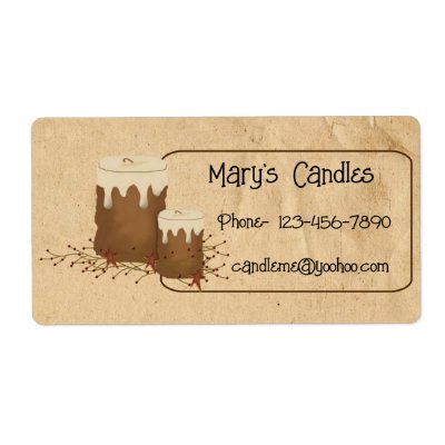 Labels on This Primitive Candle Label Features Mouse Drawn Primitive Candles And