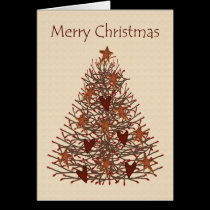 Primitive Christmas Tree Low Vision Card cards