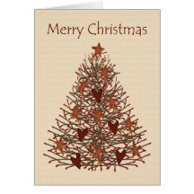 Primitive Christmas Tree Low Vision Card