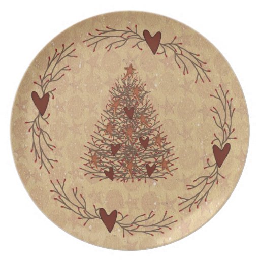 Primitive Christmas Tree Plate Zazzle