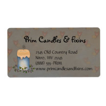 Primitive Country Candle with Berries Label