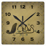 Primitive Country Crow Wall Clock
