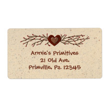 Primitive Country Heart Label