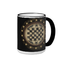 Primitive Crow Checkerboard Coffee Mug