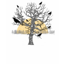 Primitive Crows Autumn Bare Tree Vintage Shirt