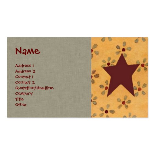 Primitive Floral Profile Card Business Card